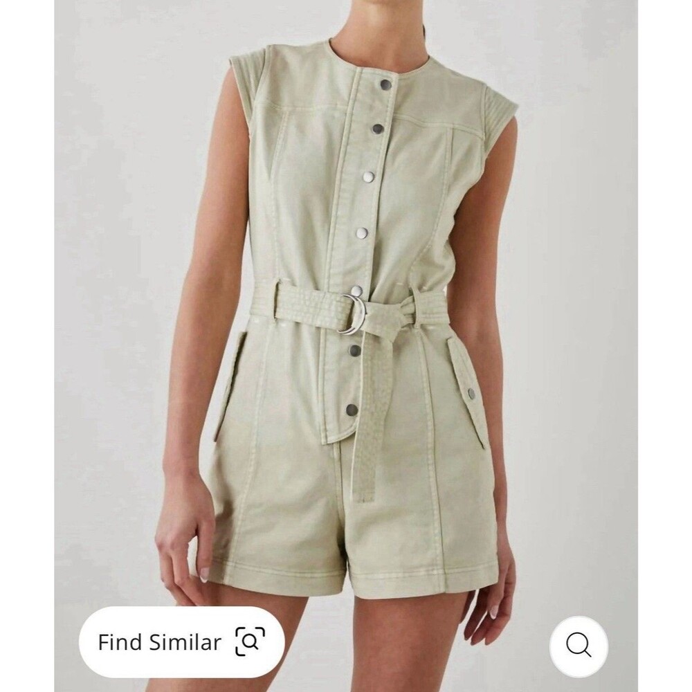 Rails Bessie Romper In Sage Dust Size M Button Front Tie Waist Overall